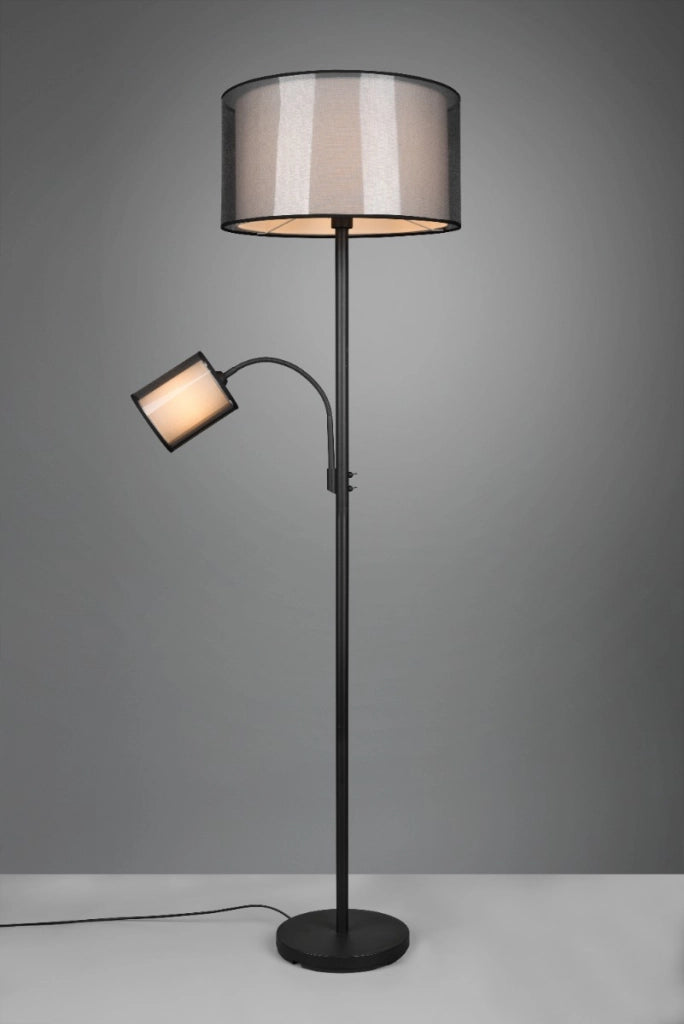 Lampada da terra BURTON nera con luce lettura Trio