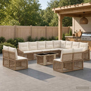 Set Divano da Giardino 13 pz Beige e Bianco Crema polyrattan 3437325