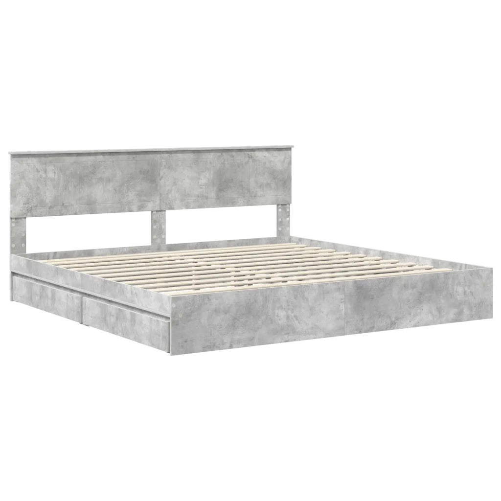 Letto con Contenitore con testiera Grigio cemento 200 x 200 cm 3410766