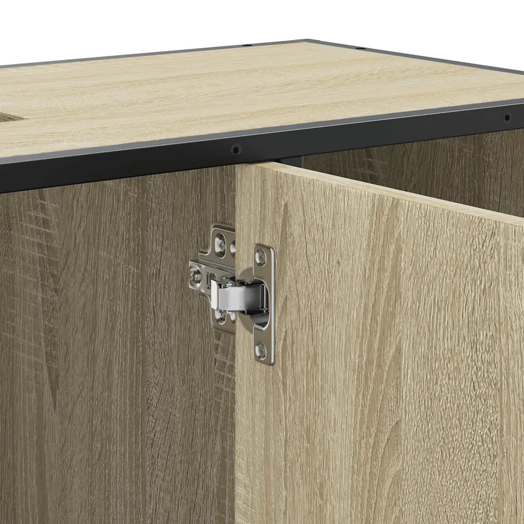 Mobiletto per Lavabo da Bagno Rovere Sonoma 80x33x60 cm Legno Massello 849290