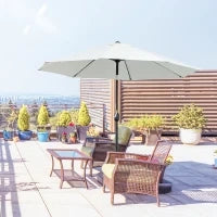 Ombrellone da Giardino Rotondo con Manovella e Inclinabile a 3 Livelli, Ø265x240 cm, Crema