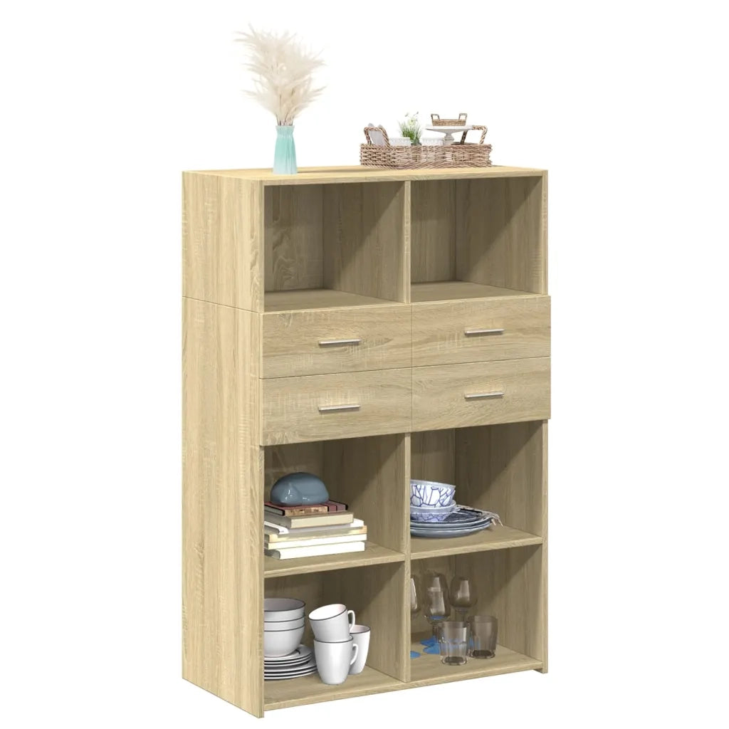 Credenza-Buffet-Armadio da cucina Rovere Sonoma 80x42,5x124 cm in Legno Multistrato