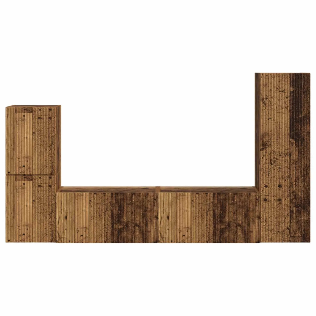 Set mobile TV 4 pz-Credenza per TV Legno vecchio Legno multistrato 133540