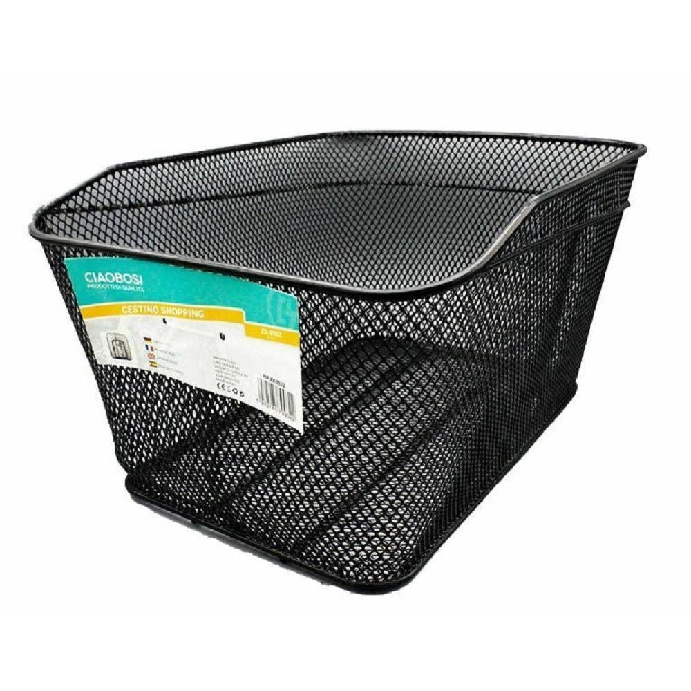 Trade Shop - Cestino Shopping Portapacchi Posteriore Bicicletta Bici Nero Accessorio Zx-9932 -