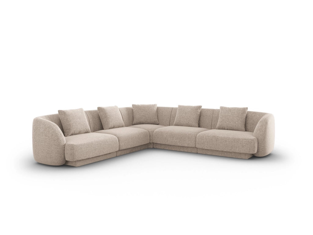 Cosmopolitan Design - Divano angolare reversibile "Tulum" 5 posti in ciniglia beige 