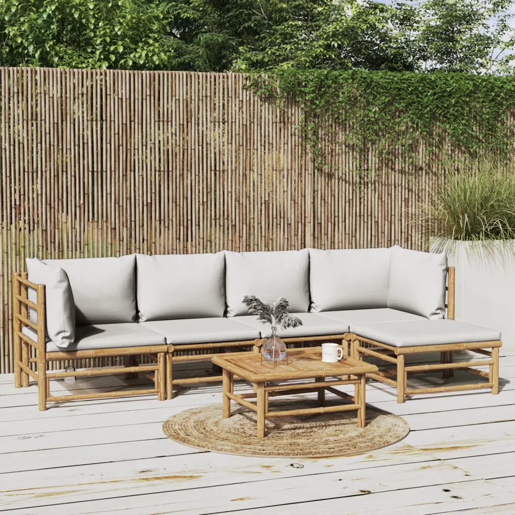 Set Salotto da Giardino 6pz con Cuscini Grigio Chiaro BambÃ¹cod mxl 124241