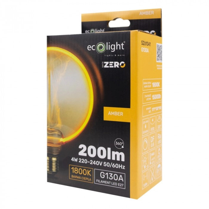 Lampadina LED decorativa Zero G130 ambra E27 4W 200lm 1800K