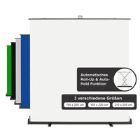 Fondale fotografico a rullo bianco 210 x 220 cm, sfondo per foto High-Key, con custodia di trasporto, Pannello per studi fotografici ingualcibile