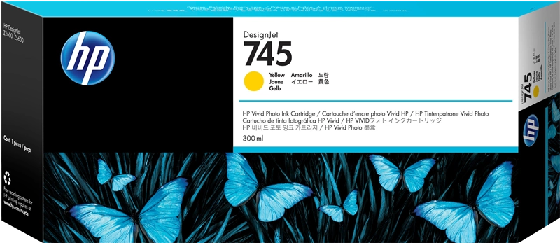 HP Cartuccia Inchiostro Giallo DesignJet 745, 300 ml