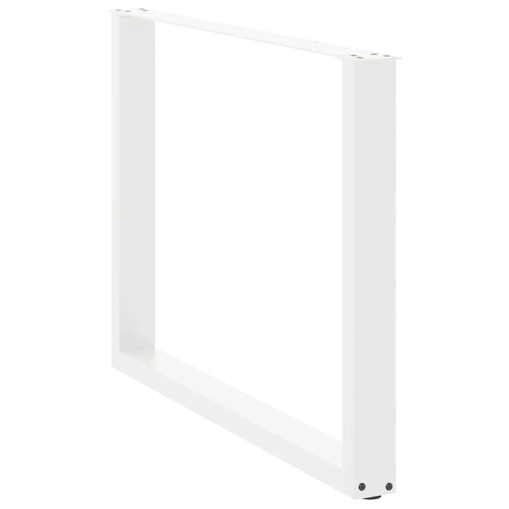 Set di 2 gambe per tavolo da pranzo a forma di U 100 x 72-73 cm design moderno con piedini regolabili acciaio bianco 02_0057437