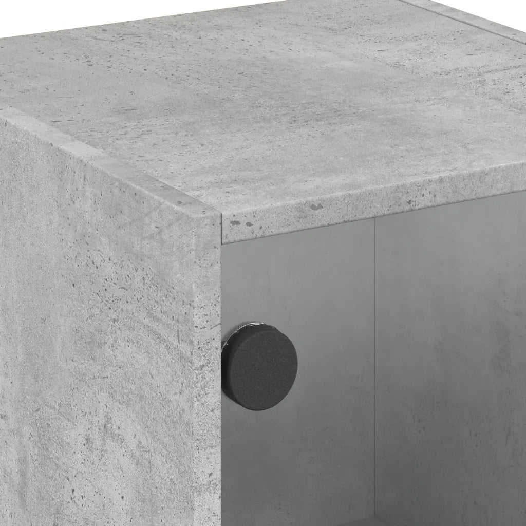 vidaXL Mobile con Ante in Vetro Grigio Cemento 35x37x75,5 cm