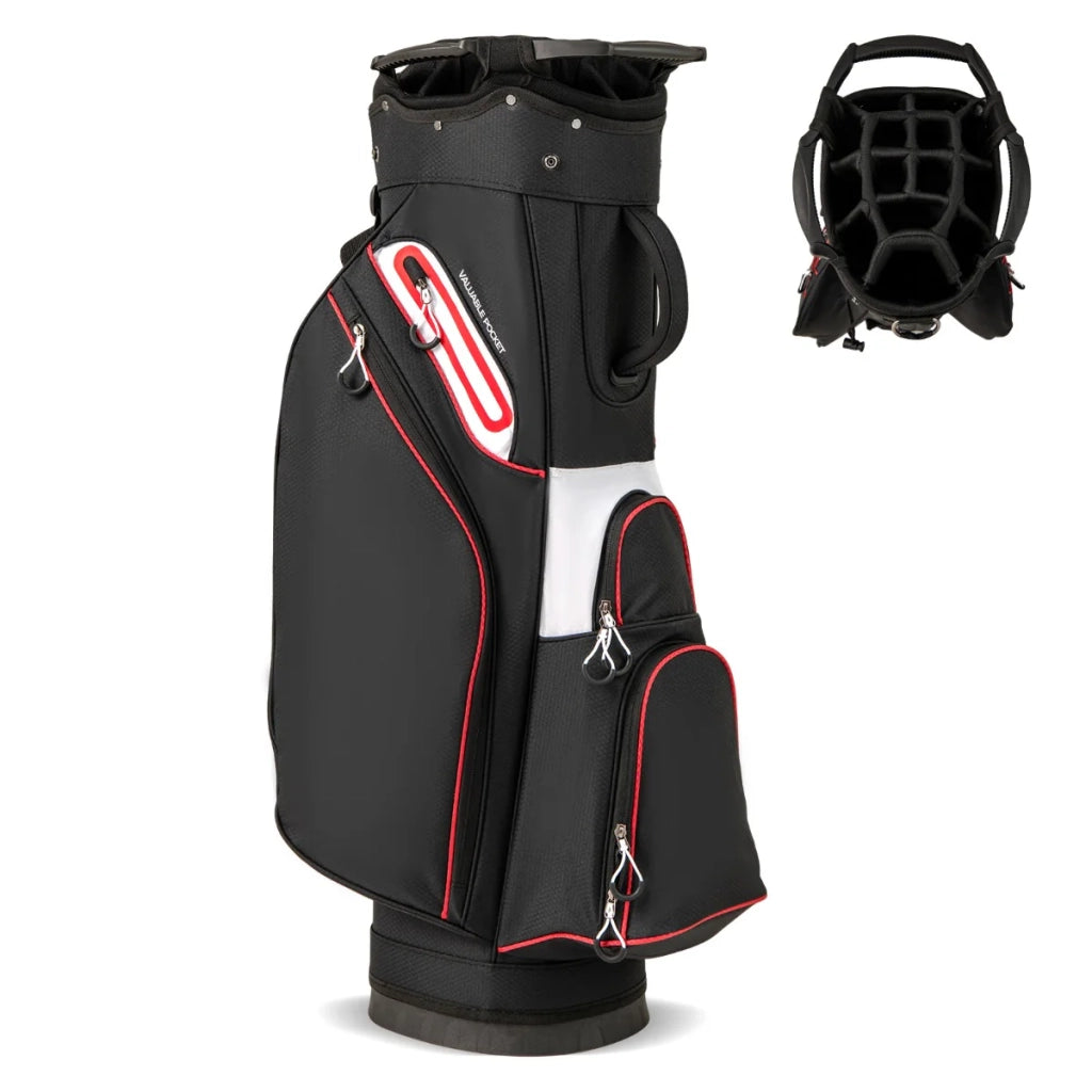Borsa trolley da golf leggera 126,5 x 32 x 26 cm con scomparto superiore per 14 mazze e tasca isolante in poliestere nero 20_0013410