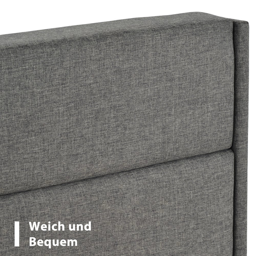 Letto Imbottito Singolo con Rete a Doghe e Testiera ¨C MINIMAL ¨C Tessuto Grigio 90x200