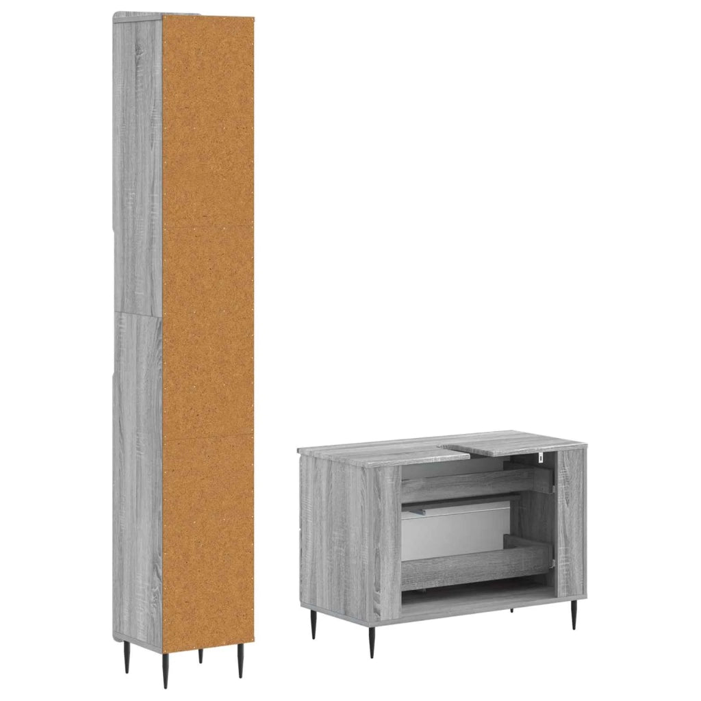 Set di Armadi da Bagno da 2 Pezzi ZWOLLE Sonoma grigio 3417519