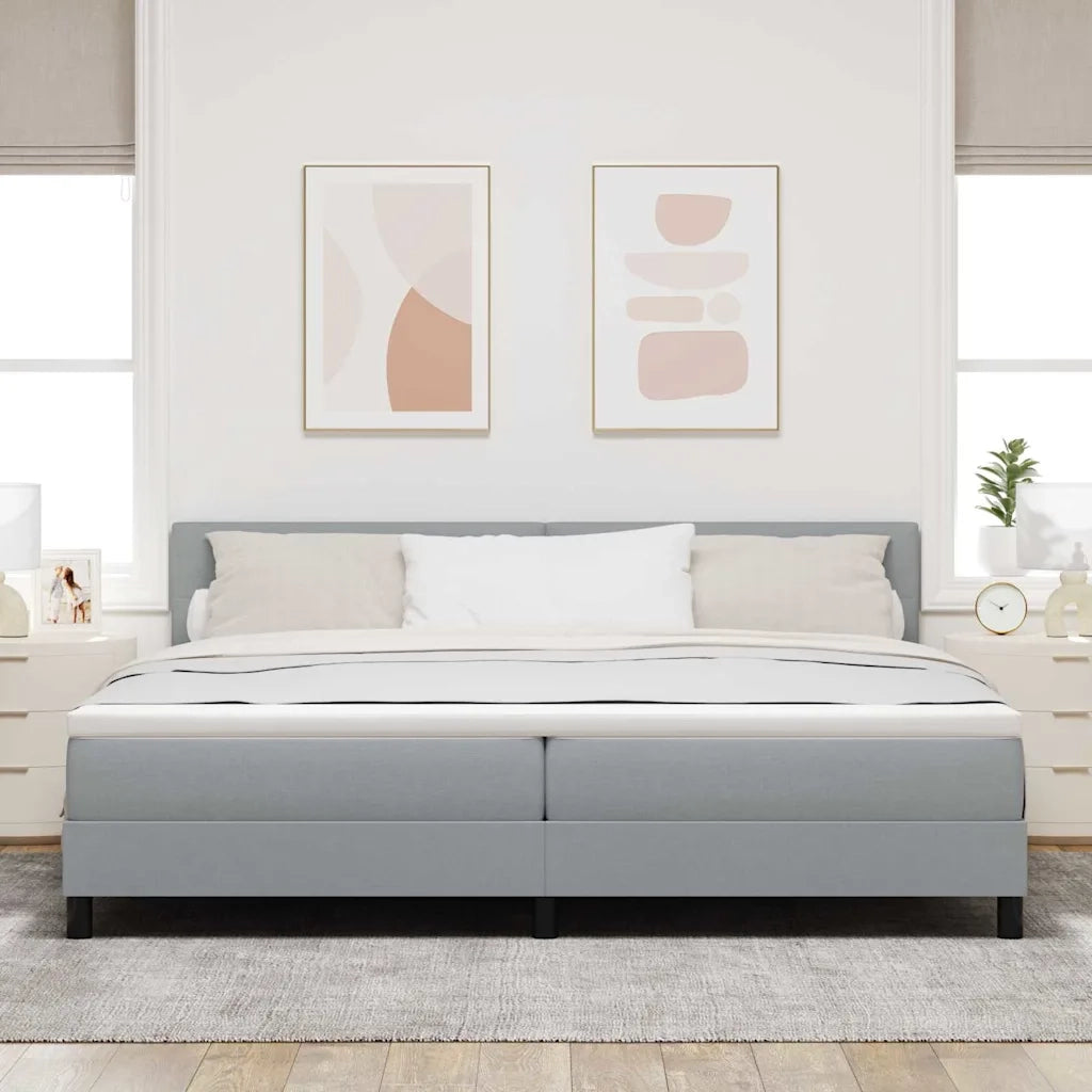 Letto a molle con testiera Grigio chiaro 200 x 200 cm Tessuto 3338713