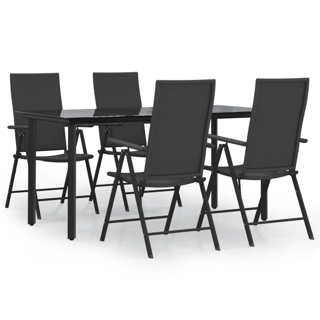 Set da Pranzo da Giardino 5 pz Nero in Polyrattan cod mxl 40933