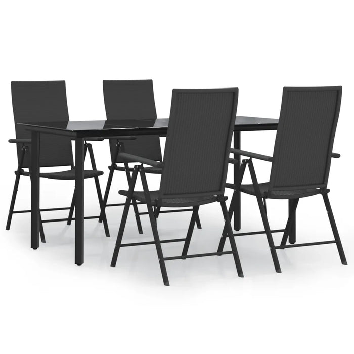 Set da Pranzo da Giardino 5 pz Nero in Polyrattan cod mxl 40933