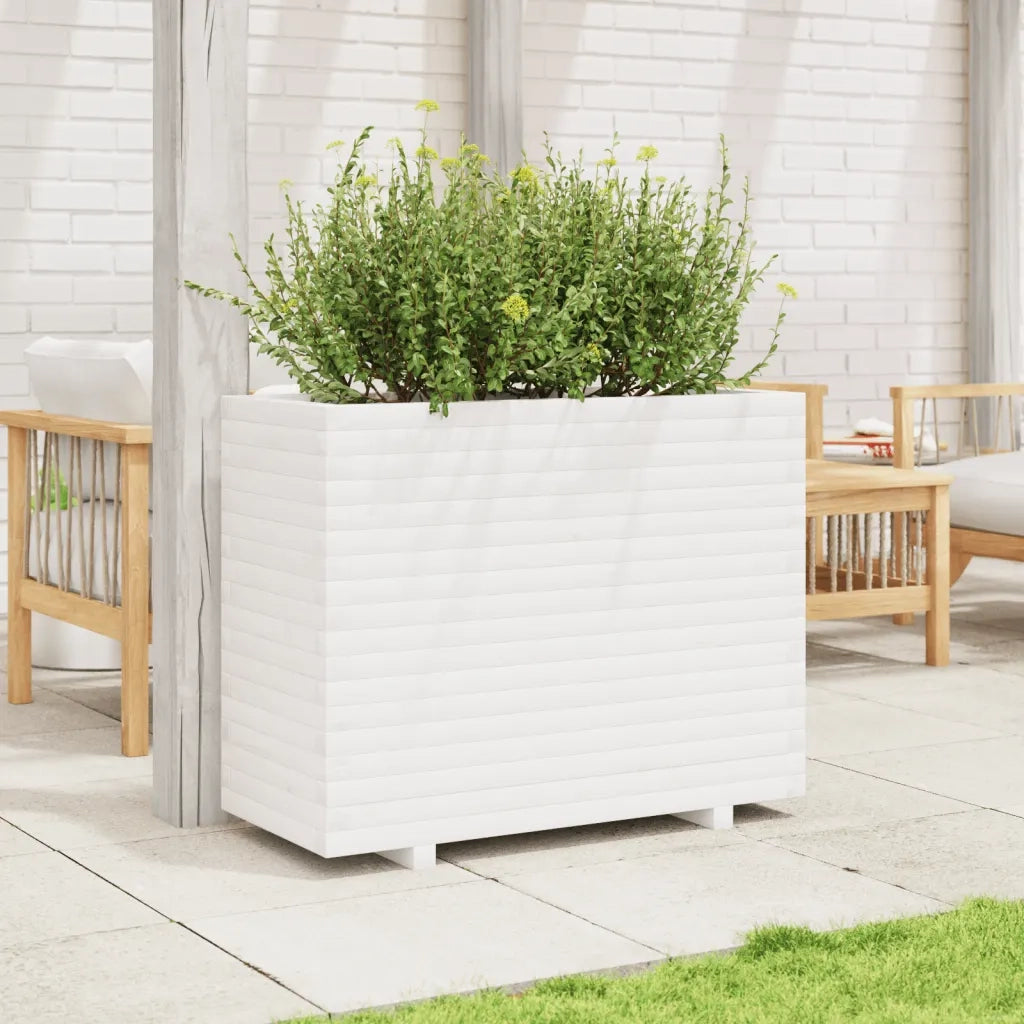 Fioriera da Giardino Bianca 90x40x72 cm Legno Massello di Pino