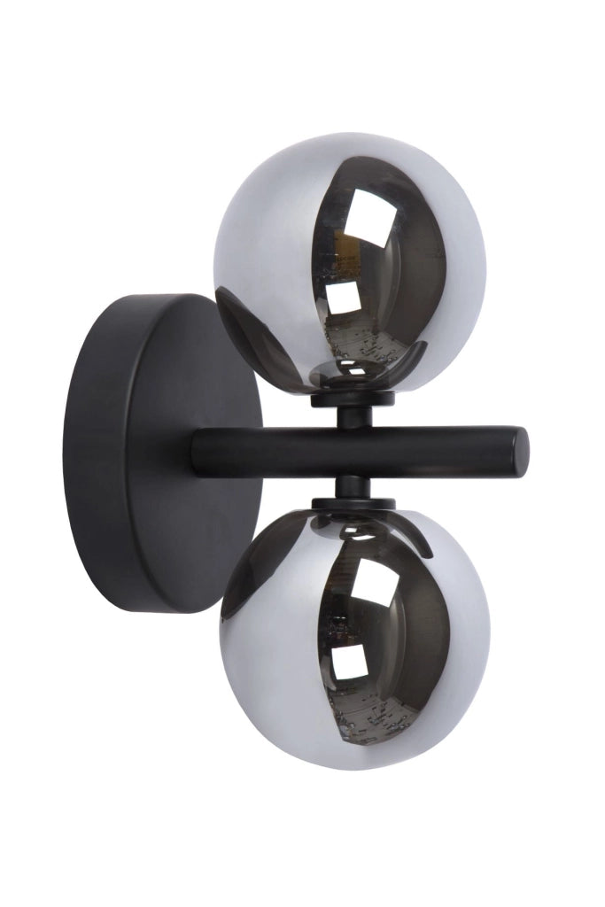 Applique Lucide Tycho 2xG9 28W nero acciaio vetro fumé