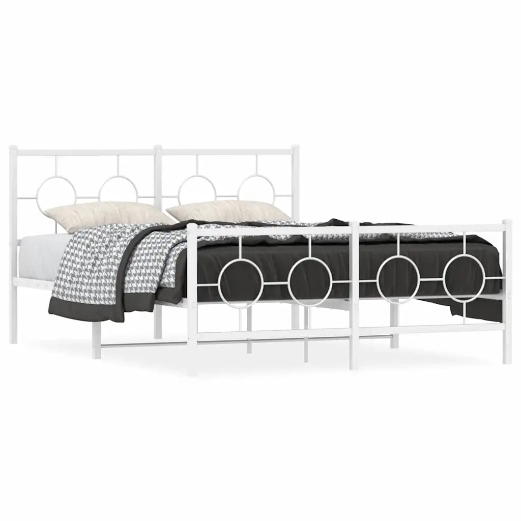Giroletto con Testiera e Pediera-Struttura Letto Metallo Bianco 140x200 cm 427408