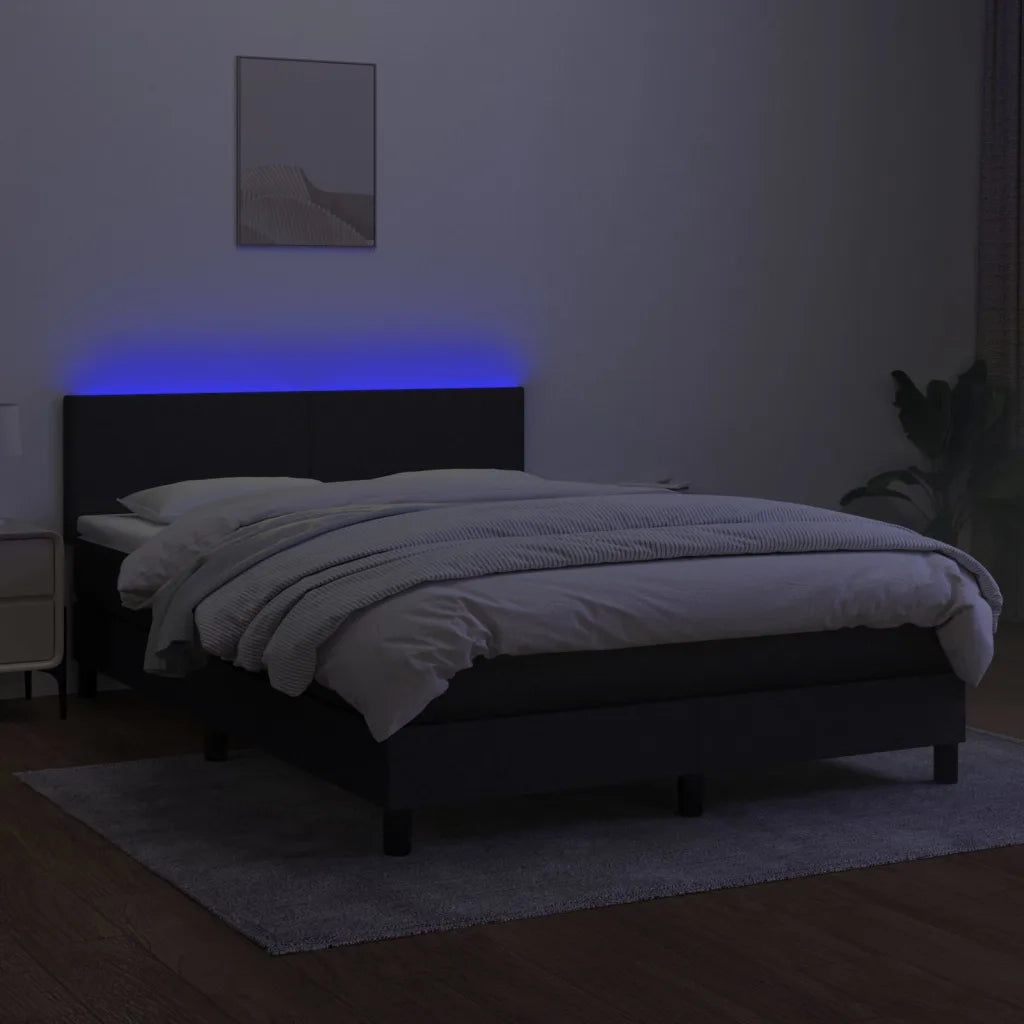 Letto a Molle con Materasso e LED Nero 140x200 cm in Tessuto cod mxl 35715