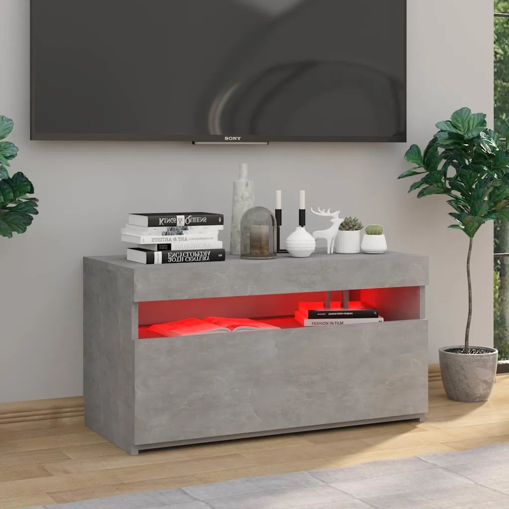Mobile Porta TV con Luci LED-Mobile per TV-Credenza TV Grigio Cemento 75x35x40 cm