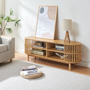 Mobile Porta TV Jarvenpaa con 4 Scomparti in Bambù 140 x 40 x 50 cm - Naturale [en.casa]