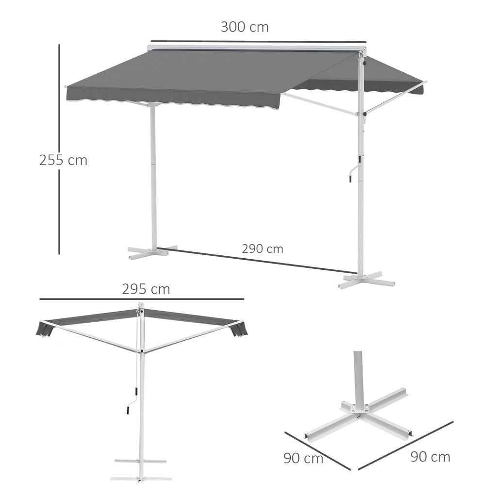 Tenda da giardino 3x3m ¨C zephmum ¨C Bianco grigio poliestere acero