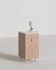 Mobile lavatoio Lina - Con 1 anta e lavatoio - Contenitore salvaspazio per bagno e lavanderia - Virginia - 46 x 89 x 51 cm_
