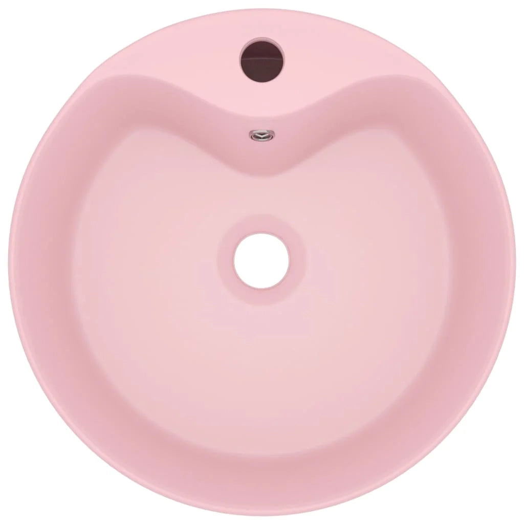 Lavabo di lusso con troppopieno lavabo da appoggio lavabo da bagno stanza da trucco casa 36x13 cm ceramica rosa opaca 02_0002774