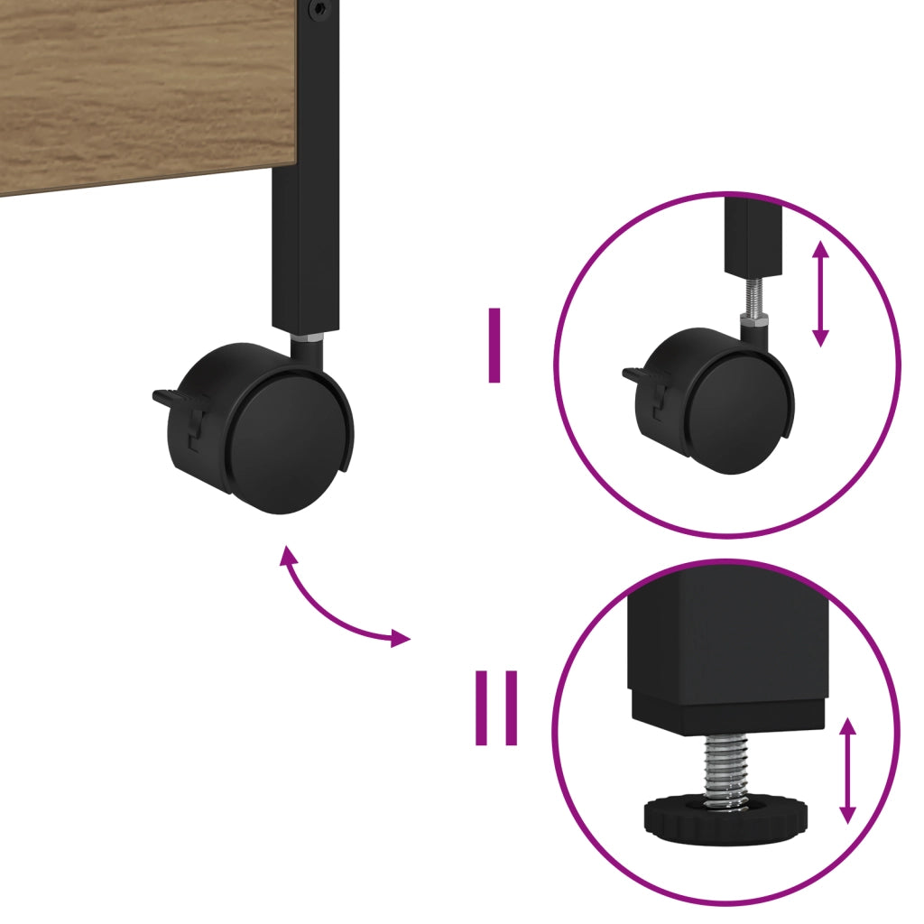 Carrello da Cucina  Rovere Artigianale 50x30x70 cm Legno Ingegnerizzato