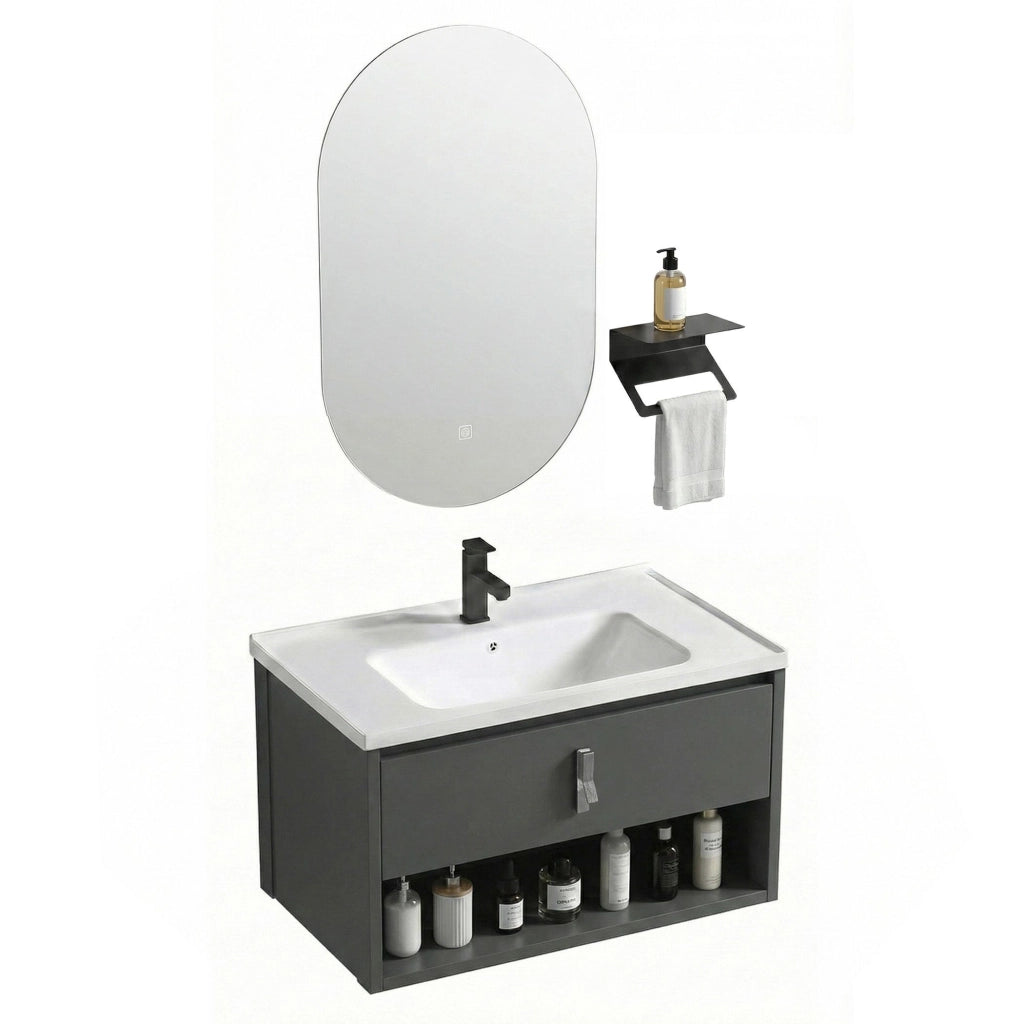 Set Di Mobili Da Bagno Con Lavabo River 60cm Grey