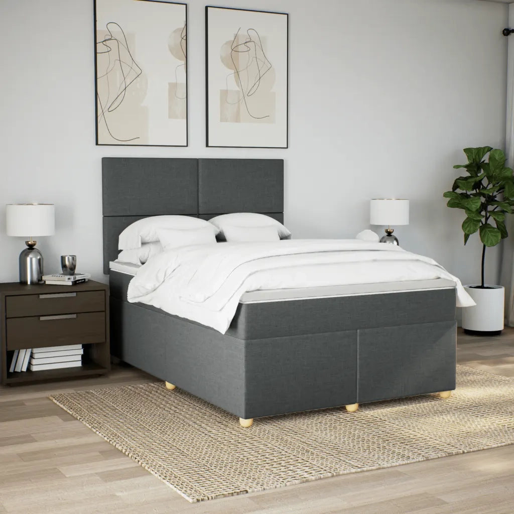 Giroletto a Molle con Materasso Grigio Scuro 140x200cm Tessuto