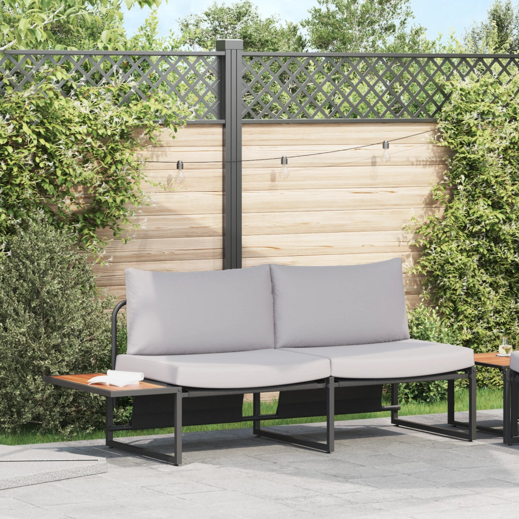 Divano da giardino 2 posti con cuscini grigio chiaro
