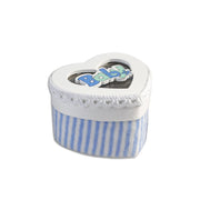 Trade Shop - 12 Scatolina Porta Confetti A Forma Di Cuore Bomboniera Nascita Bimbo Azzurro -