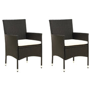 Sedie da Giardino 2 pz con Cuscini in Polyrattan Nere cod mxl 23195