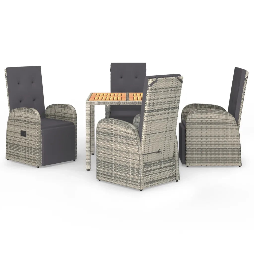 Set da Pranzo da Giardino 5 pz con Cuscini in Polyrattan Grigiocod mxl 100372