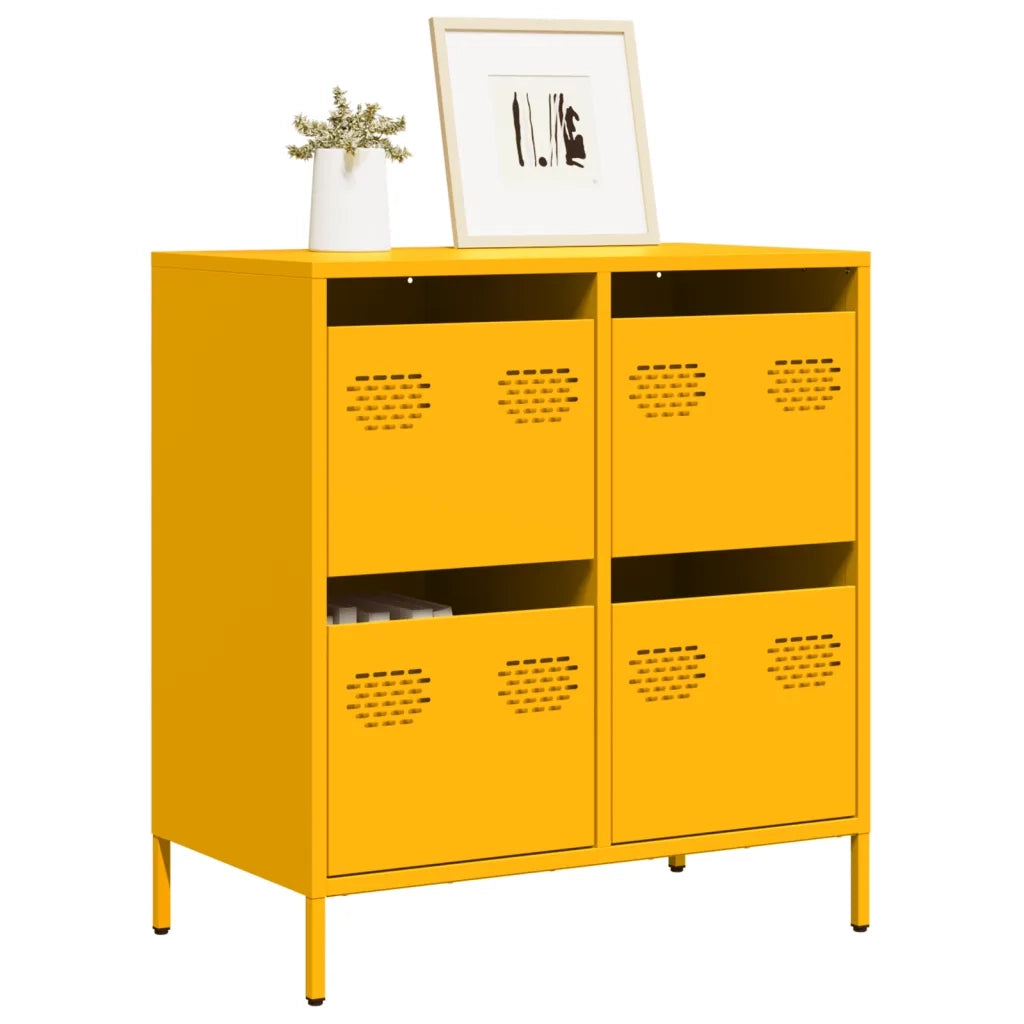 Credenza Giallo Senape 68x39x73,5 cm Acciaio Laminato a Freddo 851259