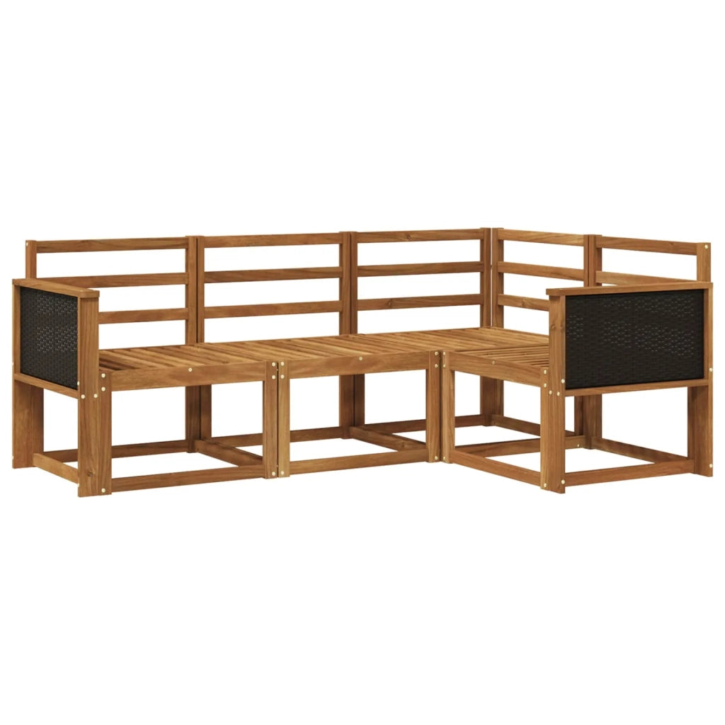 Set di divani da esterno 4 pz Naturale Legno di Acacia Massello 3385160