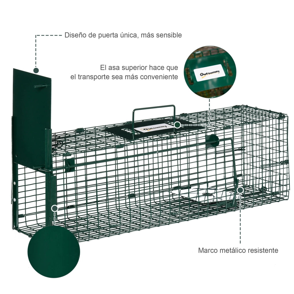 Gabbia per Animali Vivi con Porta ¨C zephmum ¨C Verde 60x18x20 cm