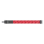 Presa multipla con 8 prese e interruttore automatico 2m Alu-Line Nero / Rosso Brennenstuhl