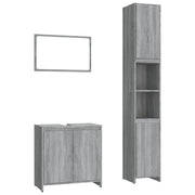 Set Mobili da Bagno | Armadio da bagno 3 pz Grigio Sonoma in Legno Multistrato
