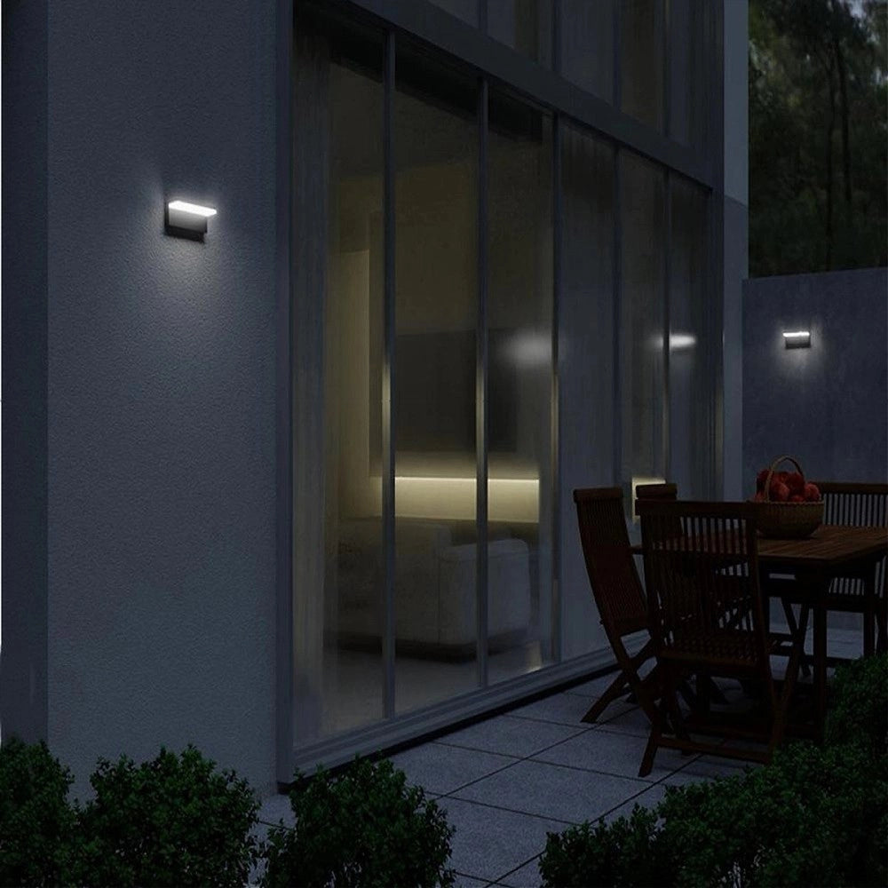 Trade Shop - Applique Da Muro Per Esterno Led 10 W Lampada Da Parete Nero Facciata Ip54 B82-n -