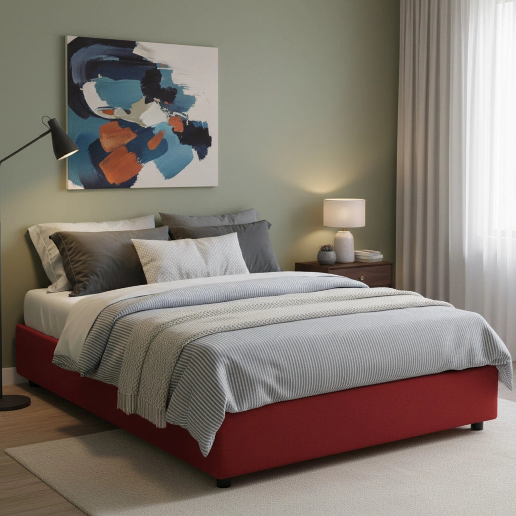 Letto Matrimoniale Annibale, Letto Matrimoniale Sfoderabile Made in Italy, Rosso