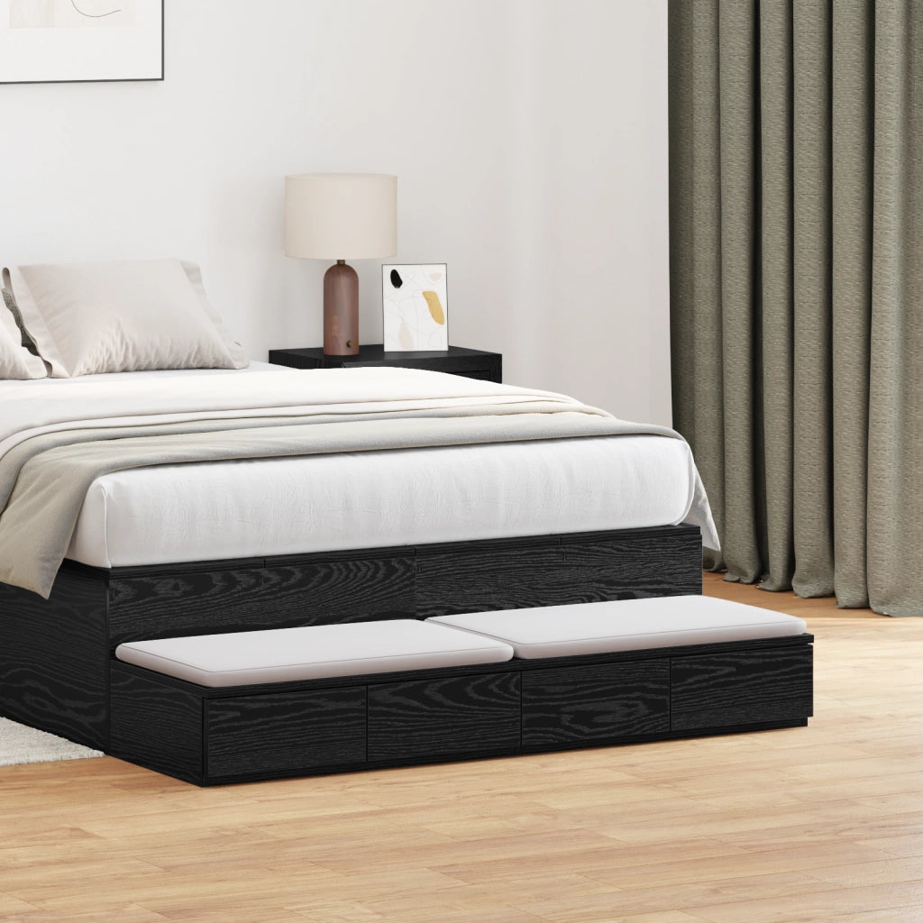 Cassetti letto Nero 120x36.5x16.5 cm Legno ingegnerizzato