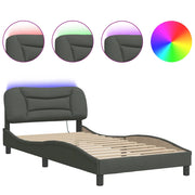 Letto singolo | Letto per adulti | Giroletto con LED senza Materasso Hvar Grigio Scuro 100x200 cm