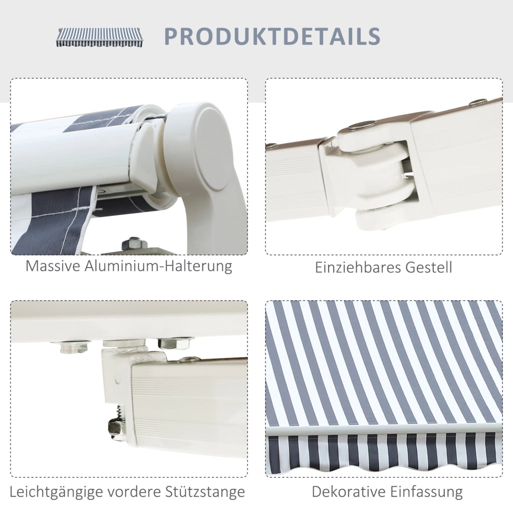 Tendone da balcone a bracci articolati ¨C zephmum ¨C grigio bianco 295x245 cm