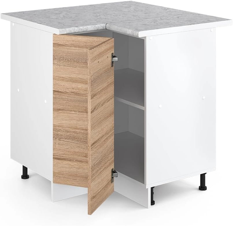 Mobile ad angolo cucina R-Line, Sonoma, 75.6 cm, PL Marmo, per la libera combinazione all'interno di sistemi cucina modulari