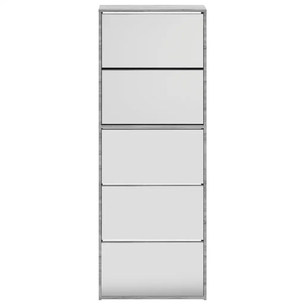 Scarpiera con Specchio a 5 Livelli Grigio Sonoma 63x17x169,5 cm