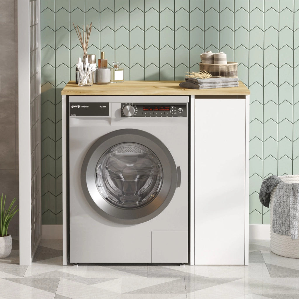 Mobile lavatrice in legno "SA1" - 93 x 60 x 88 cm - Bianco